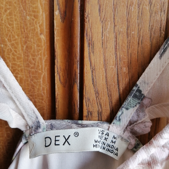 Medium DEX summer dress pink blush nude floral ruffle chiffon - Picture 4 of 8